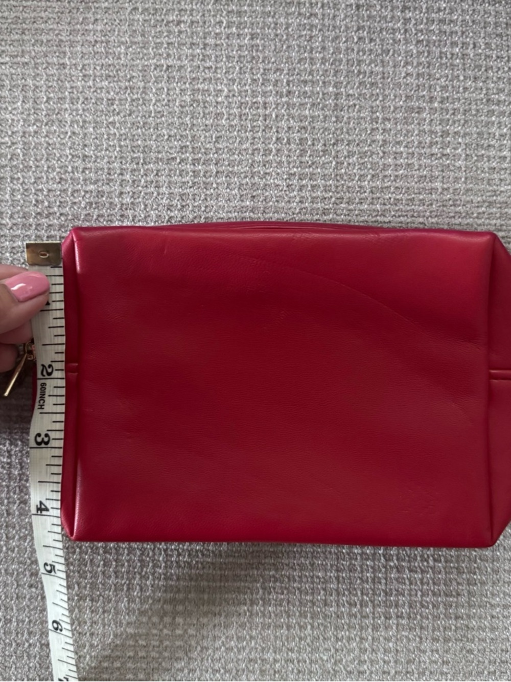 Yves Saint Laurent Red Cosmetic Pouch with Gold Zipper - Picture 3 of 7